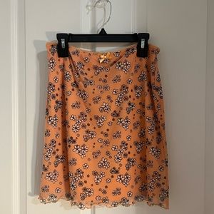 Orange Floral Mini Skirt